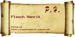Plesch Henrik névjegykártya